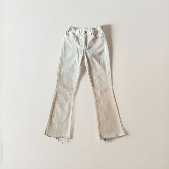 Madewell Cali Demi Boot Women's 26 White Stretch Denim Bootcut Jeans High Rise - Picture 1 of 5